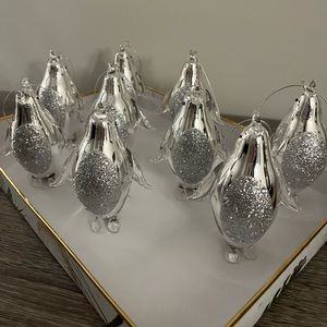Pottery Barn glass penguin ornaments